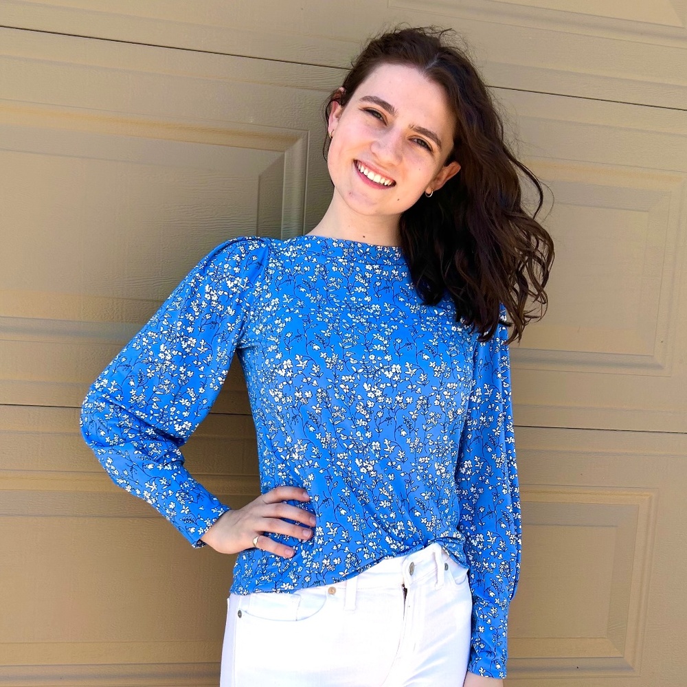 Banana Republic Blue Floral Longsleeve